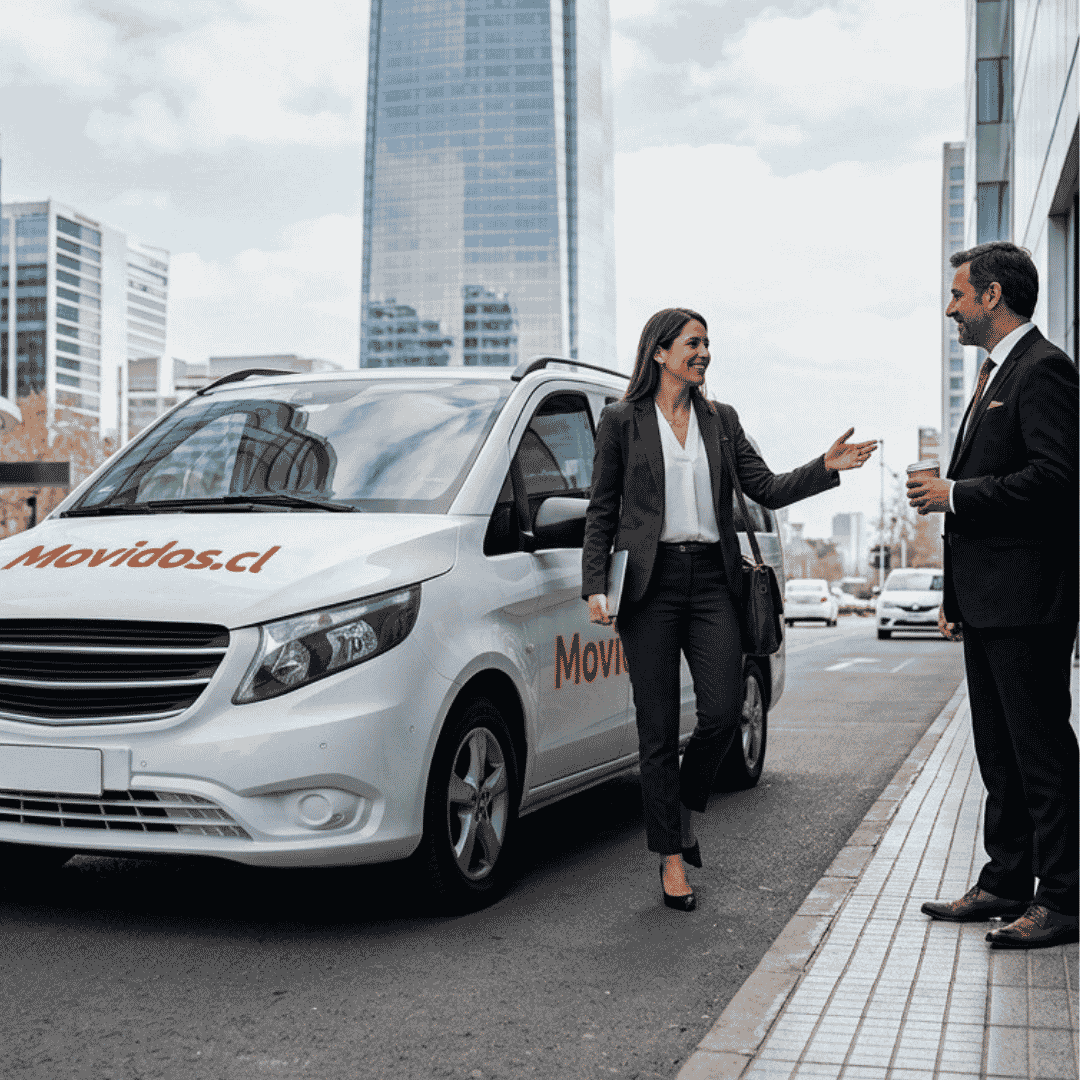 Ejecutivo aborda vehículo de transporte corporativo Movidos en el sector oriente de Santiago de Chile